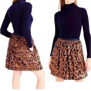 J.Crew Skirt Women's Abstract Sequin Navy Copper 0 & 00